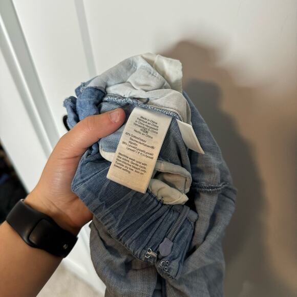 J. Crew Wrap Around Waist Tie V-neck Chambray Blue Jumpsuit Size 0 - Picture 7 of 8